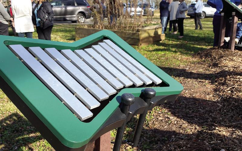 One of the five outdoor instruments installed in Butterflies &amp; Blooms in the Briar Patch. EMME CLAUSE/Staff