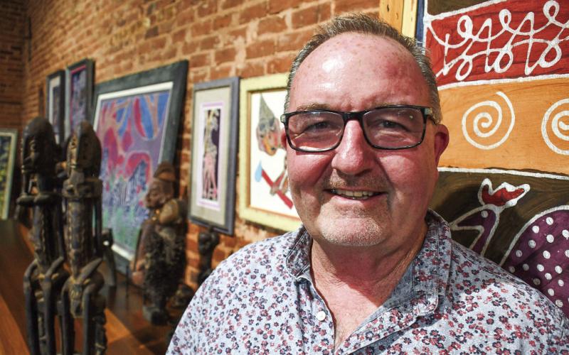 Athens resident Paul Deaton is looking forward to showing off his find of West African art that he hopes to sell most of Oct. 11-20 while on display at Barrel 118 in Eatonton. IAN TOCHER/Staff