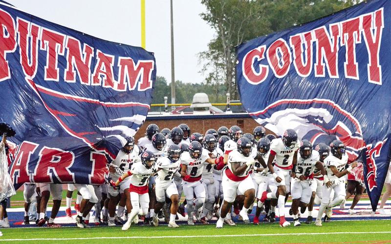 The War Eagles take the field for their home game against Haralson County this past Friday. (T. MICHAEL STONE/Staff)