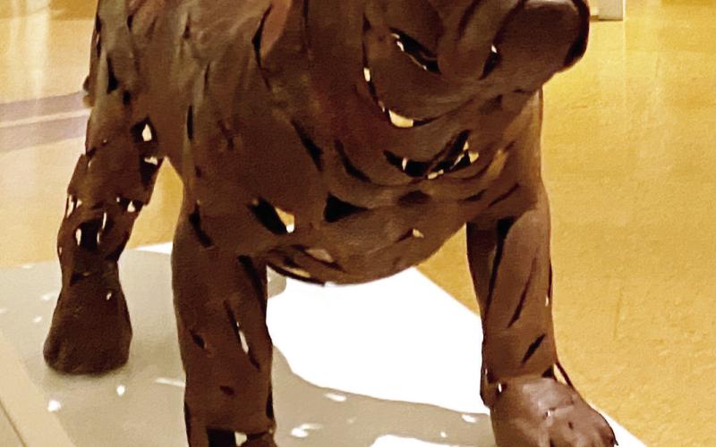 “Stand Strawng,” Brian Danson’s welded metal sculpture, is his contribution to “Reimagine: Contemporary Georgia Artists, Georgia’s State Art Collection,” a traveling exhibition appearing April 20 to May 29 at the Steffen Thomas Museum of Art. CONTRIBUTED