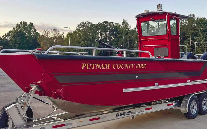 Putnam County’s new fire rescue boat, “Sinclair 1,” is the same color and has the same graphics as the department’s new fire trucks. CONTRIBUTED