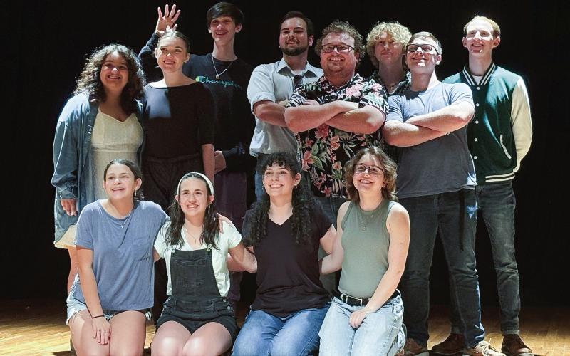 Coffee House performers at The Little Theatre included (back row, l-r): Kellsey Ortega, Anne O’Neill, Ethan Poole, Dillon Schremmer, Seth Wicker, Walker Cannon, Nathan Smith, McCormick Anderson; and (front row, l-r): Lily Garcia-Carreras, Elisa Garcia-Carreras, Helen Garcia-Carreras, and Anenaca Simpson. EMME CLAUSE/Staff