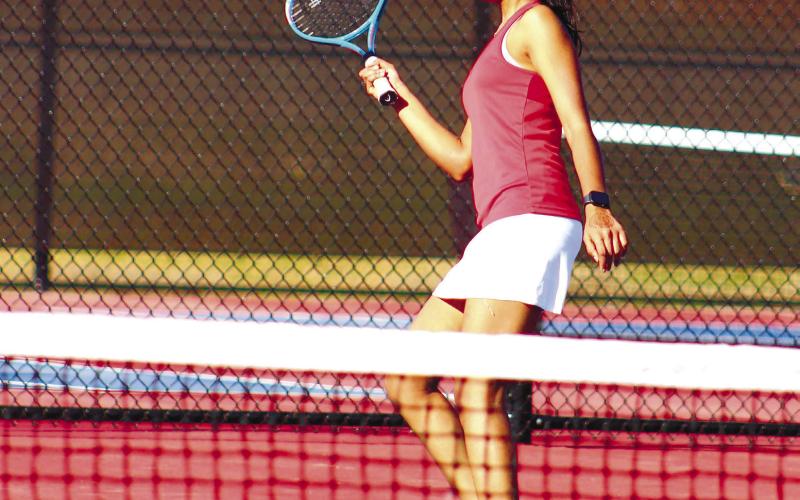Vidhi Raiyani saves a point during a match last week. ARELLA CASH/Staff