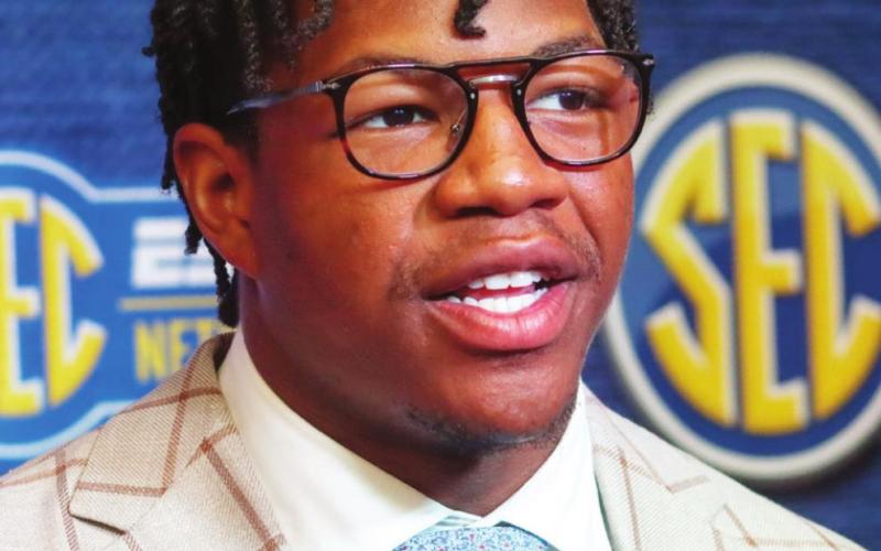 Georgia outside linebacker Nolan Smith, a Savannah native, talks to the media about the Bulldogs not getting complacent. BRENDAN KOERNER/Staff