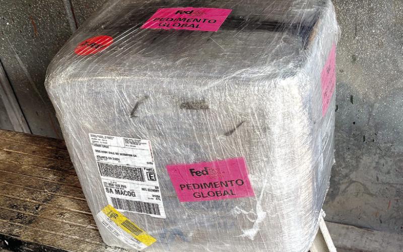 This grounddelivery service package at Mario Munoz' house contained 25 pounds of meth. CONTRIBUTED/ PCSO