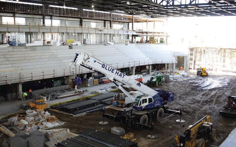 The playing surface for a yet-to-be-named Federal Prospects Hockey League team is clearly defined at ice level in the new Classic Center Arena in Athens.