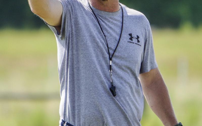 Putnam County head coach Joel Harvin directs players during a practice last week. LANCE McCURLEY/Staff