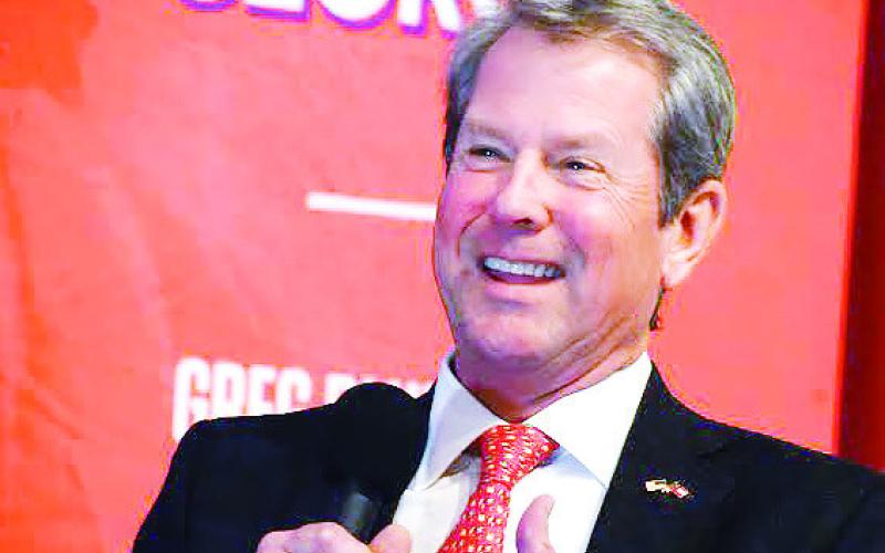 Georgia Gov. Brian Kemp took part in an Atlanta Journal-Constitution event for its “Politically Georgia” podcast at the University of Georgia last week. (IAN TOCHER/Staff)