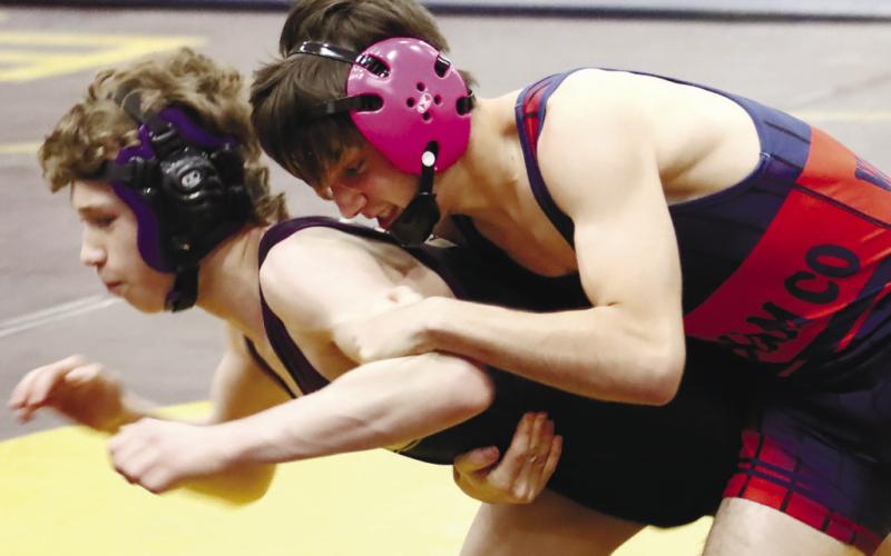 Wyatt Stanley makes a move from behind to try and get his opponent to the ground.