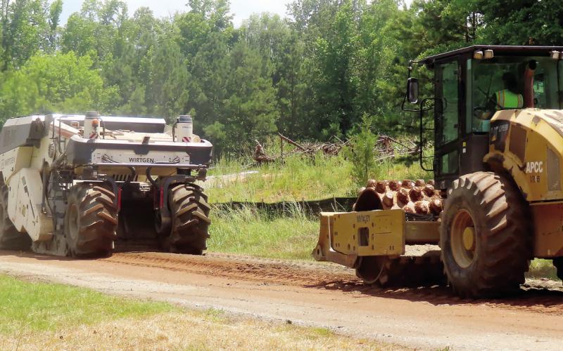 Scott Road and Sammons Industrial Boulevard are currently being repaved by Pittman Construction Company. (LYNN HOBBS/Staff)