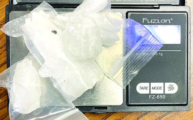 Crystal meth seized by authorities Feb. 27 registers 28.3 grams on the scales. CONTRIBUTED/PCSO