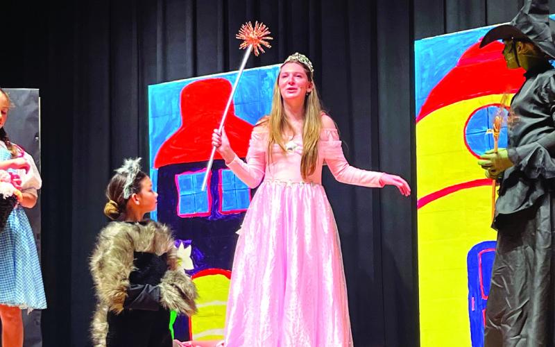 Gatewood Players’ (l-r) Kami Hicks, Eleanor Rocker, Caylin Stancil, and Eliana Wofford led an outstanding cast of Gatewood students in “The Wizard of Oz.” The show’s sets, costumes, and makeup throughout the production were excellent, too. CONTRIBUTED