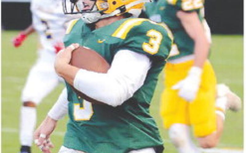 Though relatively small in stature, Jackson Hewatt (3) made a couple of huge runs in the Gators’ 62-6 win over Augusta Prep last Friday. IAN TOCHER/Staff