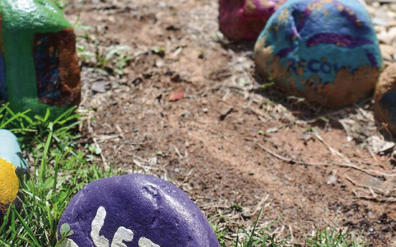 A rock labyrinth providing a circular path of reflection often represents a patient’s final effort before departing RecoverNow, facility CEO Angela Camp said, where many leave inspirational messages on rocks for those who may follow in their footsteps.