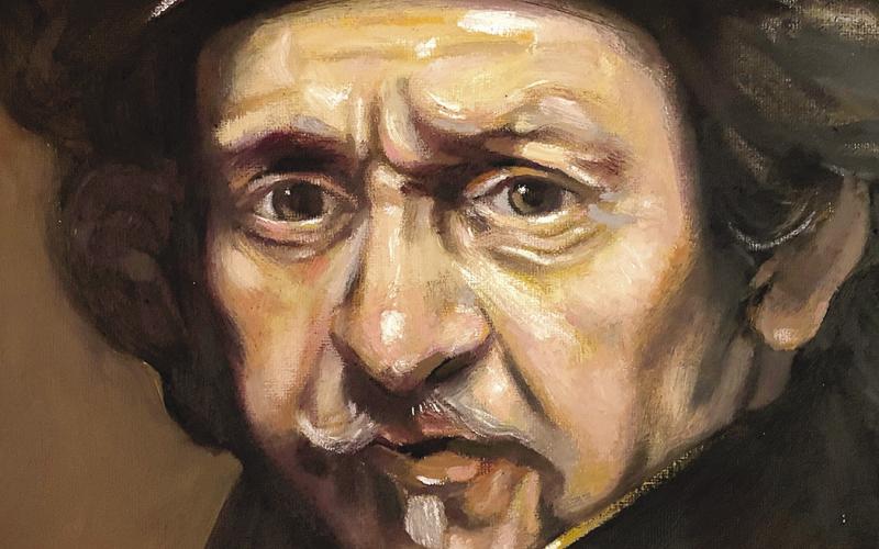 Rembrandt Self-Portrait, After Rembrandt by Chris Cook. His facial portraits were inspired by teaching himself how to oil paint. CONTRIBUTED