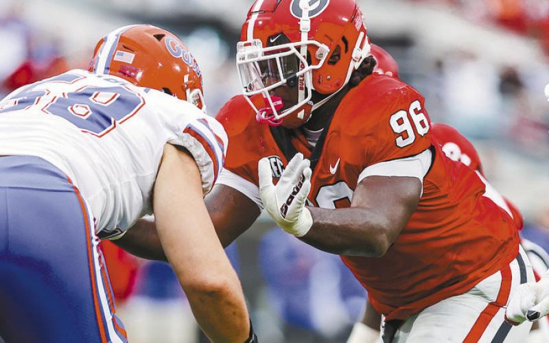 Georgia defensive lineman Zion Logue (96) during Georgia’s game against Florida Oct. 28, 2022. TONY WALSH/UGA Athletics