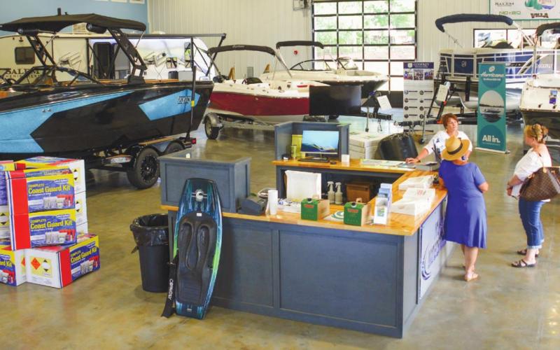 The bright, spacious showroom at Young Harris Watersports &amp;amp; RV provides a climatecontrolled shopping experience. IAN TOCHER/Staff