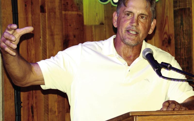 Steve Martinson, head coach and general manager for the Athens Rock Lobsters in their inaugural FPHL season, spoke Friday at Terrapin Brewery in Athens. (IAN TOCHER/Staff)