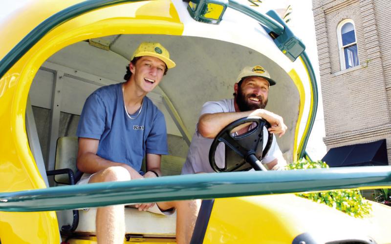 The Gatewood Gators were well represented with both a float and this helmeted golf cart in the parade.