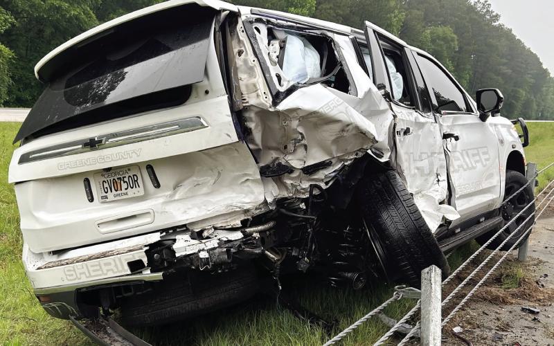 Sgt. Will Smith’s Chevy Tahoe was hit so hard the vehicle flew over the median barrier before landing in the median. CONTRIBUTED
