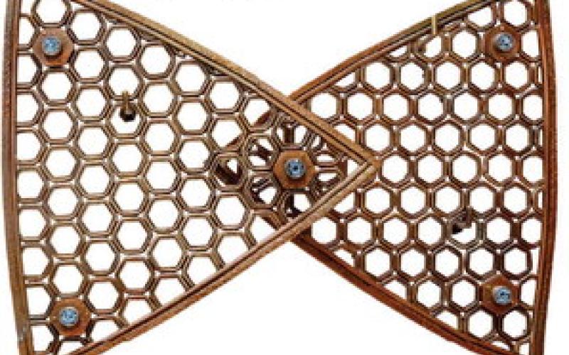Another wall plate, a plankton, triceratium made of copper, brass, bronze, and sterling silver, with Swiss blue topaz. LEIGH LOFGREN/Staff