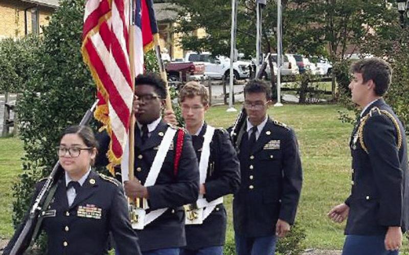 Putnam County High School Junior ROTC Cadets Shaley Carrasco, Tanner Lukens, Malcolm Marks, Manson Reeves, and Grady Tippens presented the nation’s colors. CONTRIBUTED