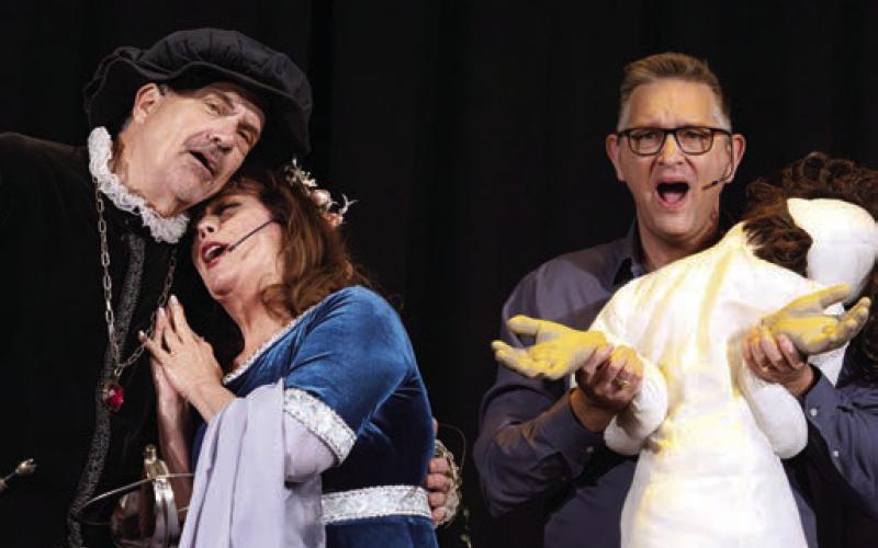 Hamlet (Art Shutt), Orphelia (Rusty Faulk), and the Ghost (Brandon Groome) in “I Hate Shakespeare!” LEIGH LOFGREN/Staff