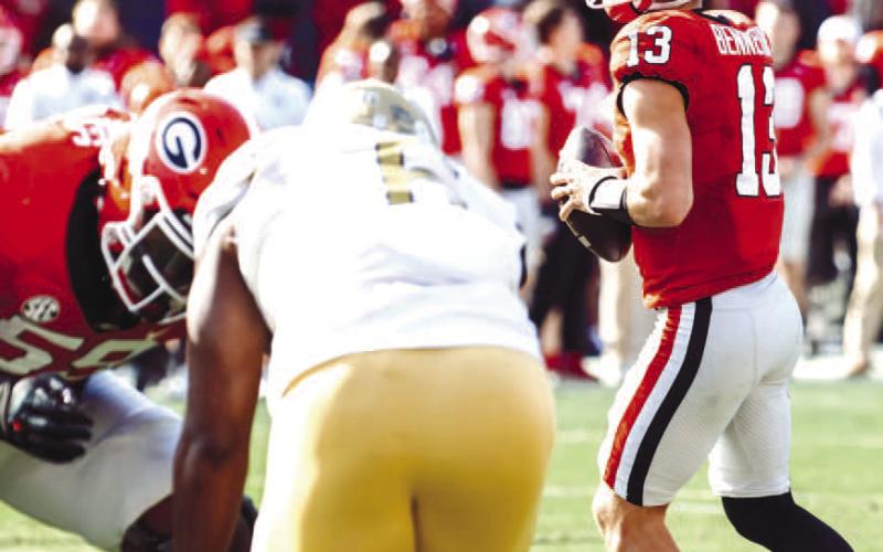 Georgia senior quarterback Stetson Bennett did enough in his last appearance on Dooley Field to beat Georgia Tech last Saturday in Athens. HUNTER PEACOCK/Contributed