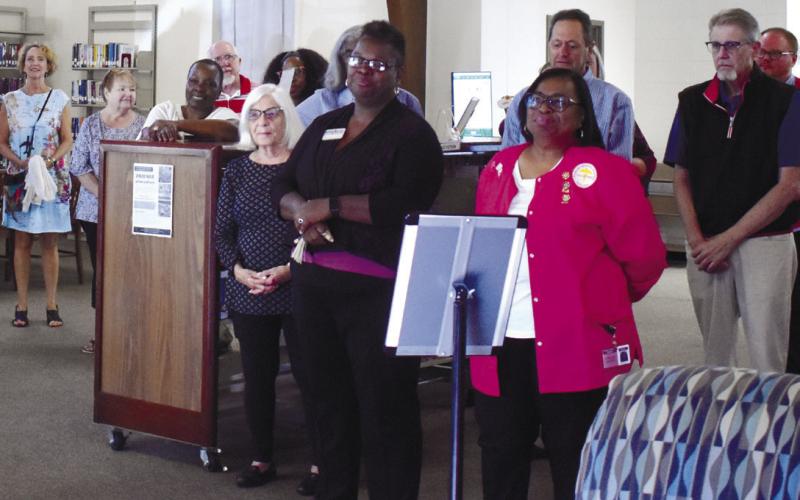 Citizens gathered in the library to listen to several speakers who contributed to the museum. BAILEY MCCULLY/Staff
