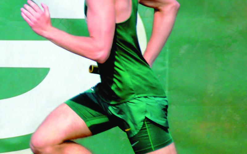 Gatewood senior Kaden Keiser had a good outing on the relay team, winning both the 4X400 and 4X800 meter finals. IAN TOCHER/Staff