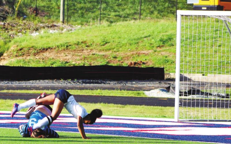 Tesa Shelton defends the goal. ARELLA CASH/Staff