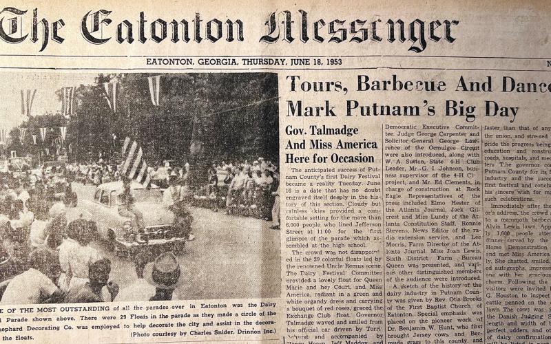 As the newspaper of record, The Eatonton Messenger dubbed June 16, 1953, as “a date that has no doubt engraved itself deeply in the history” of Putnam County. CONTRIUBTED