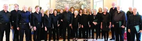 Members of the East Georgia Concert Chorale include (back row, l-r): Joe Williams, Hal Meeks, Jana Williams, Suzanne Vest, Carol Grant, Linda Hammett, Sandy Williamson, Rusty Faulk, Donna Valvo, Margie Heimer, Norris McElroy, and Dave Heimer, with (front row, l-r): Bruce Angier, Tom Bantly, Jenny Moore, Carol Gracko, Brian Williams, Katie Price, Brenda Austin, Karinne Fish, Cindy Coker, Lewis Hammett, Frank Casara. Not pictured are Rosie Herrmann, Drace Langford, and Tom Balestreire. LEIGH LOFGREN/Staff