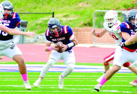 Putnam County head coach Joel Harvin said senior Branan Griffin (8) played well on both sides of the ball in last week’s scrimmage against Washington County. IAN TOCHER/Staff
