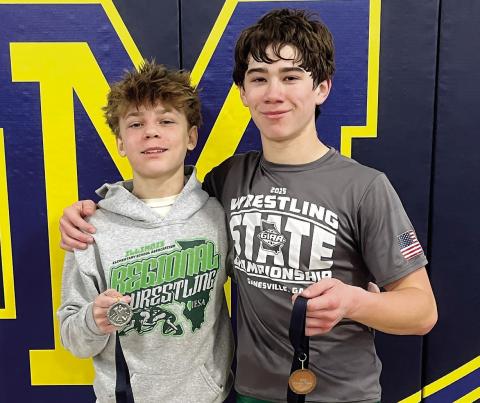 Gatewood freshmen Luca Ciaccio (left) and Hunter Pierce (right) pose for a photo with their medals at a tournament earlier this season. CONTRIBUTED