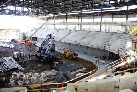The new Classic City Arena is scheduled for completion shortly before the yet-to-be-named Athens pro hockey team plays its inaugural game Oct. 26 as a member of the professional Federal Prospects Hockey League. IAN TOCHER/Staff