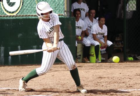 Gatewood freshman Lily Arthur has been one of the team’s best weapons at the plate this season. TREY NORRIS/Staff