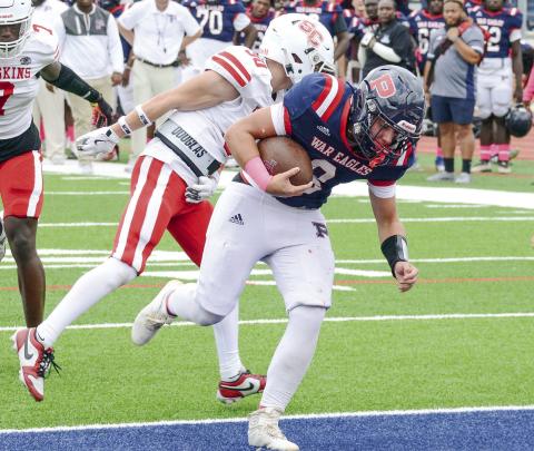 War Eagles quarterback Branan Griffin scored with a short carry early in the fourth quarter. IAN TOCHER/Staff
