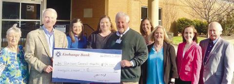 Representatives of the Exchange Bank delivered a $25,000 donation made through the Georgia HEART program earlier this year to Putnam General Hospital CEO Alan Horton (center). CONTRIBUTED