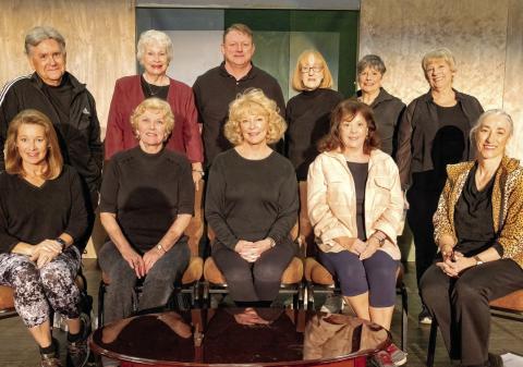 The “Four Old Broads” cast includes (back row, l-r): Greg Tantum, Gail Wilkes, Heath Burton, Sherry Shutze, Erin McCurry, and Suzanne Vest, and (front row, l-r): Kathy Wardlow, Cindy Helms, Debbie McCown, Rusty Faulk, and Carol Grant. CONTRIBUTED