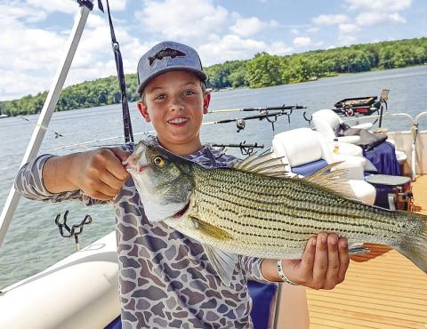 A fine young man and a fine striper on board Kevin Wahl's Wild Side Charters from last weekend. CONTRIBUTED