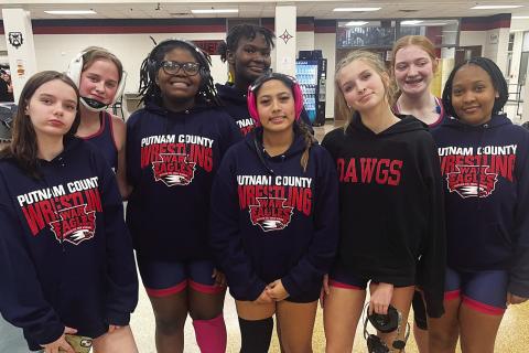 The Putnam County girls wrestling team placed third at the area team duals tournament. The Lady War Eagles will next compete at the area individuals tournament this Friday at Westside High School in Augusta. CONTRIBUTED