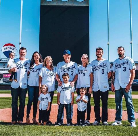 Ned Yost (3) poses with his family after his career as manager of the Kansas City Royals. Facebook/Ned Yost