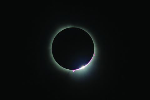 A total eclipse of the Sun occurred on Monday, punctuated by the “diamond ring” effect that occurs just as totality is entered and again as it ends. IAN TOCHER/Staff