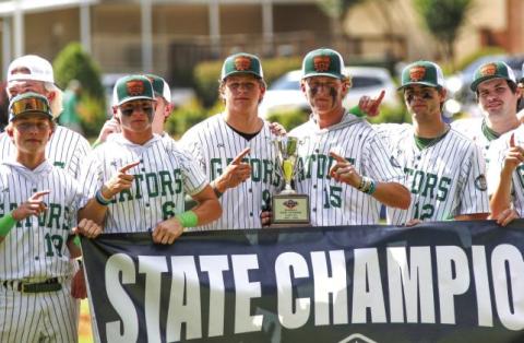 The Gatewood Gators won their second-consecutive GIAA state championship Monday after a thrilling three-game series that ended with a 6-0 shutout victory over Edmund Burke Academy (EBA) at Tattnall Square Academy in Macon.