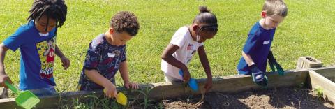 Students a part of the Summer Inspiration series work hard in the garden. (CONTRIBUTED)