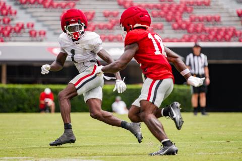 Georgia is expecting cornerback Ellis Robinson IV (1) to battle for the starting spot opposite of veteran Daylen Everette this season. COURTESY OF UGA ATHLETICS