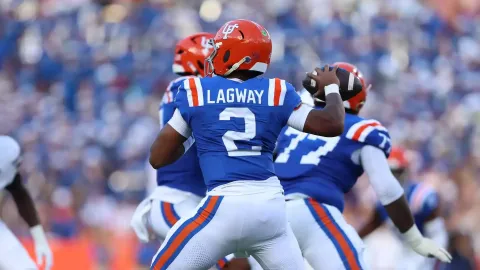 Florida quarterback DJ Lagway drops back to pass in a game earlier this season. COURTESY OF UF ATHLETICS