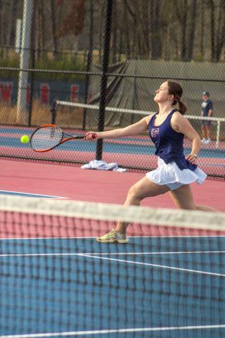 Putnam County's Addie Grace Usry returns a serve during a match earlier this season. KIM CASH/Contributed