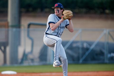 Puntam County senior pitcher Ethan Whatley in the wind-up during a game earlier this season. LANCE McCURLEY/Staff
